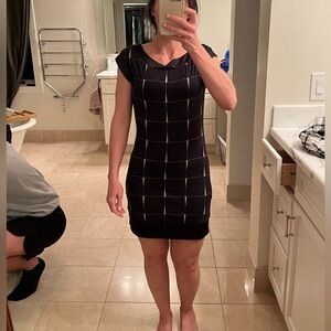 Express, XS fitted dress, black pattern